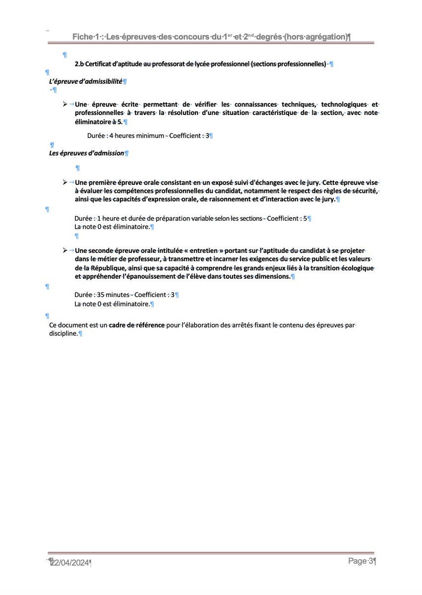 Réforme des concours : épreuves des concours du 1er et 2nd degrés (hors agrégation)