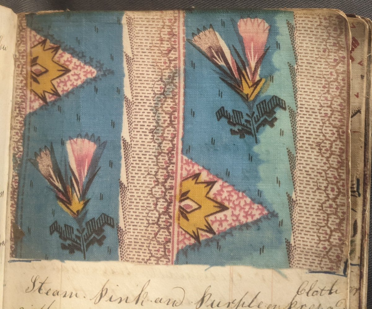 LancsMuseums's tweet photo. Beautiful fabric sample from 1830s pattern book in @LancsArchives ready for #StyleAndSensibility exhibition at #JudgesLodgings opening 27 June in #Lancaster. Pattern books incl samples of fabric with ingredients for colour dyes #Fashion #Regency #Costume https://t.co/zIREo1l3xp https://t.co/XTznLXpS44