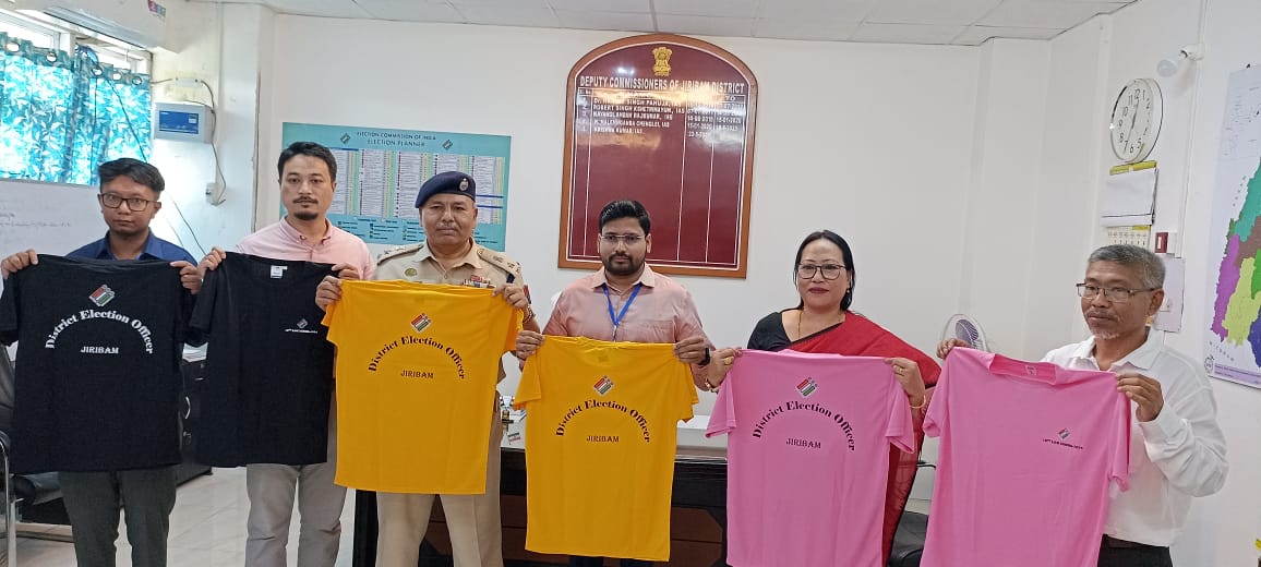 DEOjiribam's tweet photo. @DEOjiribam launching of t- shirts  to be used by various teams of polling parties #ECISVEEP #ceomanipur https://t.co/K3mxRs9LCW