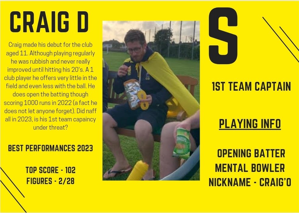 SuttonersCC's tweet photo. With the season so close, lets start meeting some of our regular characters #DHBA #UpTheYellows https://t.co/bJof8bXewq