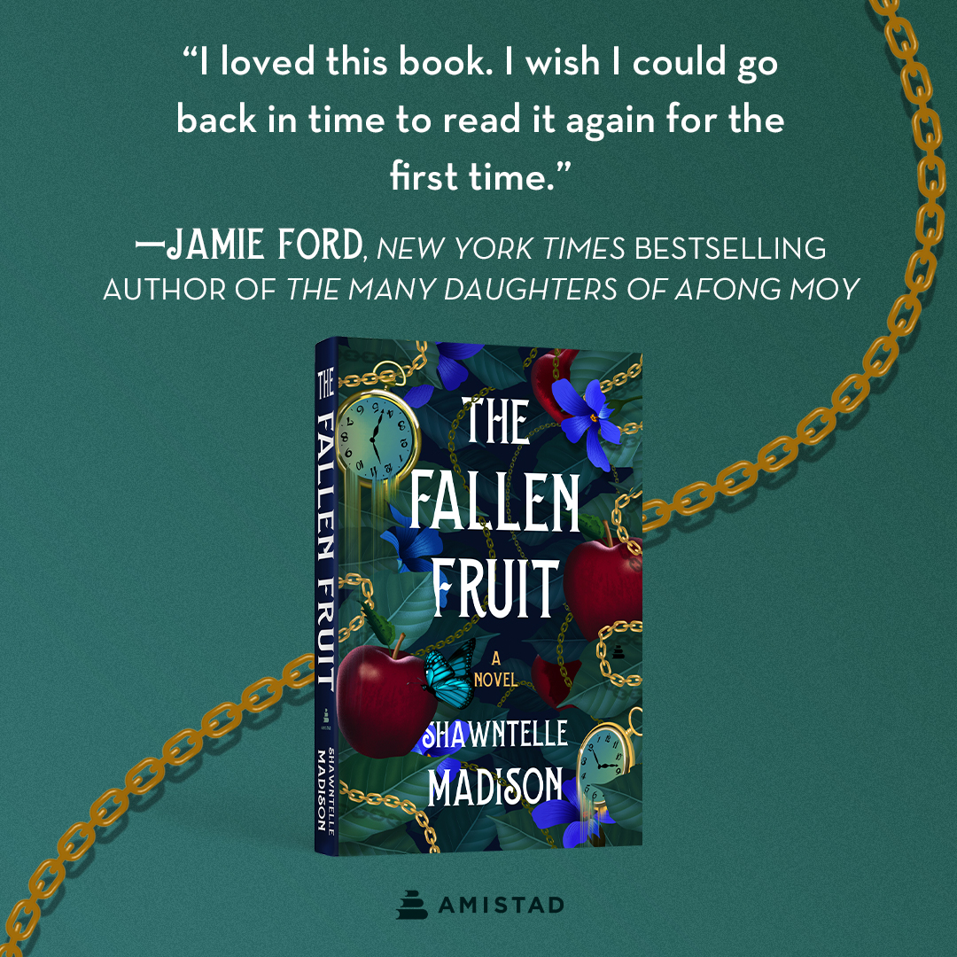 We're 😍 for this incredible praise from Jamie Ford about THE FALLEN FRUIT by @shawntelle! Pre-order your copy of this novel about a woman who travels through time to end a family curse that has plagued her ancestors for generations. Available 9/3!