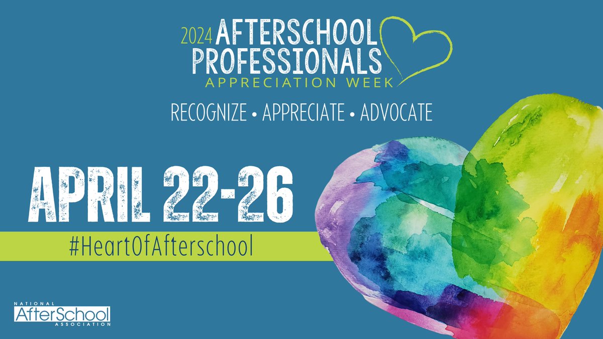 An estimated 850,000 professionals work with children and youth during out-of-school hours providing enriching experiences. We thank all the afterschool professionals during Afterschool Professionals Appreciation Week. #HeartOfAfterschool