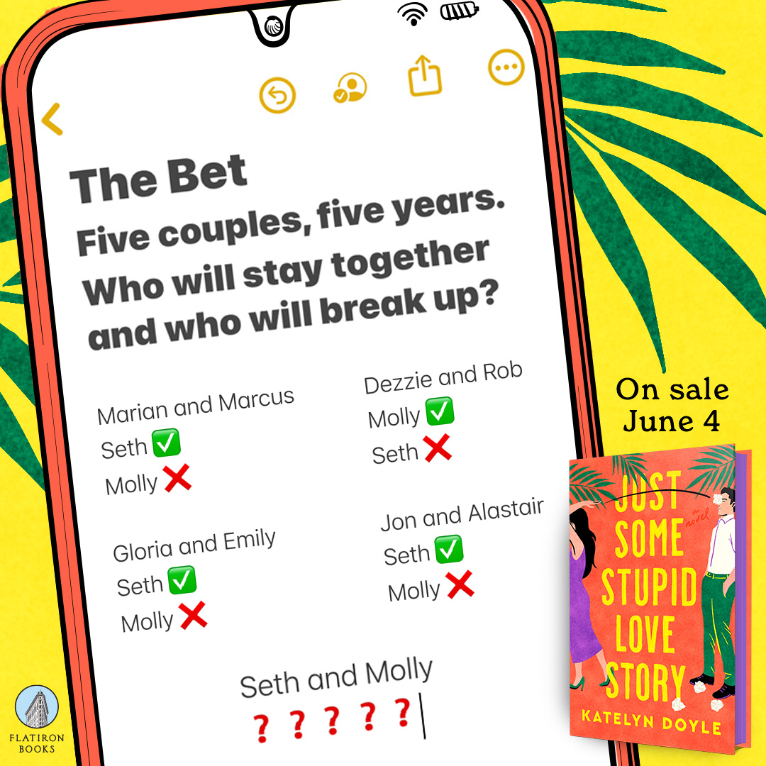 “Let’s make a bet. See who knows more about relationships: the romance writer or the divorce attorney.” “And how would we do that?” “With evidence. Five couples, five years. We both predict who will stay together and who will break up.'