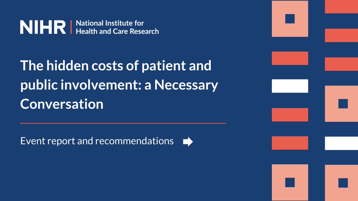 How can we strengthen support and resources for public partnerships across NIHR research? In November we held an event with NIHR leaders to explore recent evidence on 'the hidden costs of PPI', you can find the synopsis here: nihr.ac.uk/documents/the-…