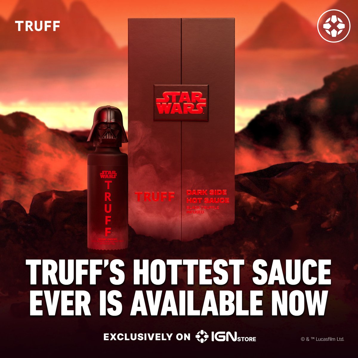 STAR WARS™ DARK SIDE HOT SAUCE marks TRUFF’s hottest hot sauce to date, showcasing a rich symphony of flavors that surpasses anything the brand has crafted before. And it's available exclusively on IGN Store, while supplies last! ign.com/TRUFF