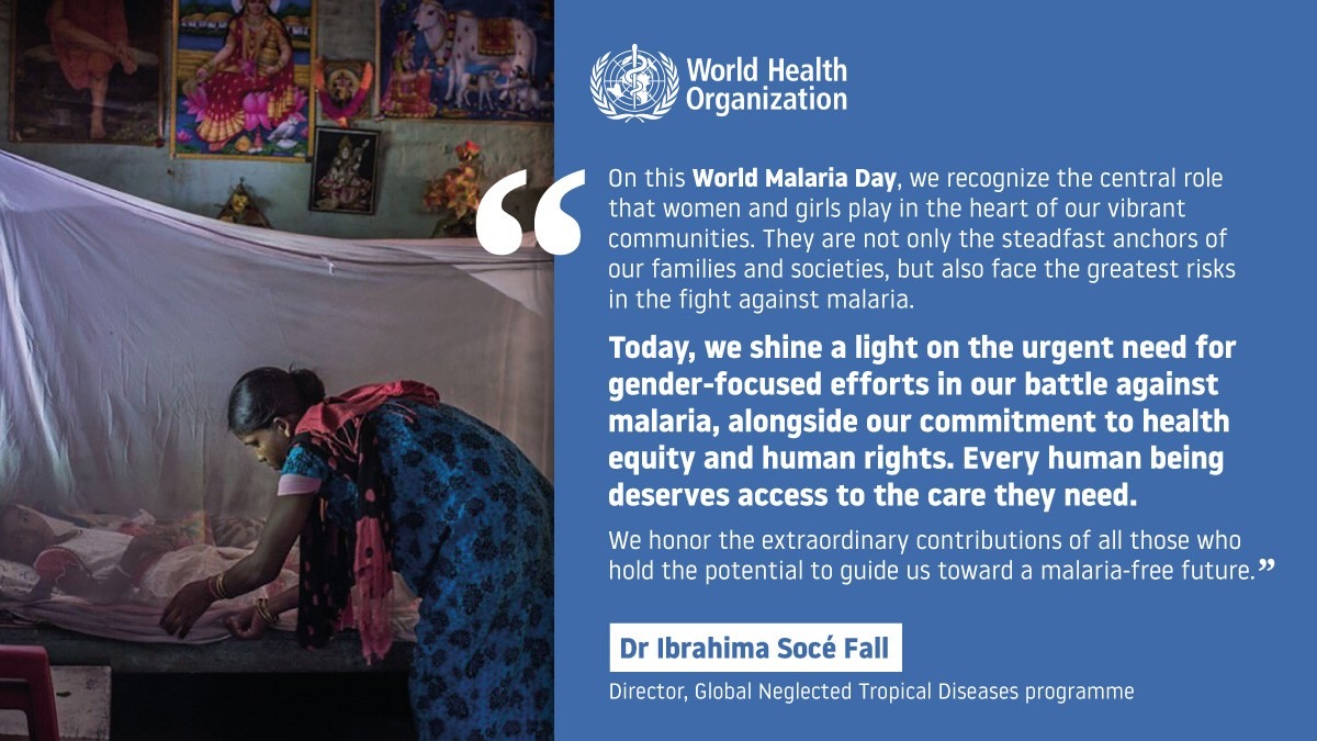 @SoceFallBirima Today, on #WorldMalariaDay2024 , we honour the vital role of women & girls in our communities. As the backbone of our families and societies, they face unique challenges in the fight against #malaria . We advocate for gender-focused solutions, health equity, &…