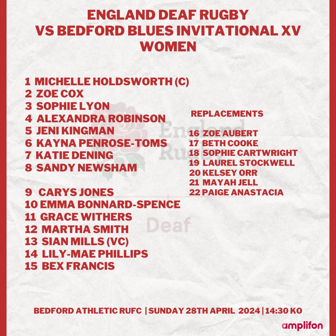 deafrugby's tweet photo. Your Men’s and Women’s squads due to take the field this Sunday 28th April 2024 🌹 

EDRU MEN vs Wales at @BedfordBluesRFC, Goldington Road, MK40 3NF - 16:00 KO

EDRU WOMEN vs Bedford Blues Invitational XV at 
@BedfordAthletic Wentworth Dr, MK41 8QA - 14:30 KO https://t.co/IZ5EpT6GNp
