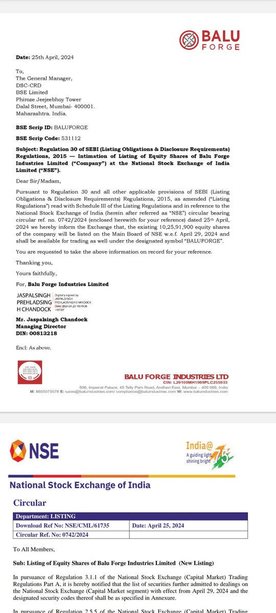 Balu will be listed on NSE from 29th April 
🤞🏻

#Balu #NSE #StocksToWatch 
@PrudentParrot @Manojeet_Das