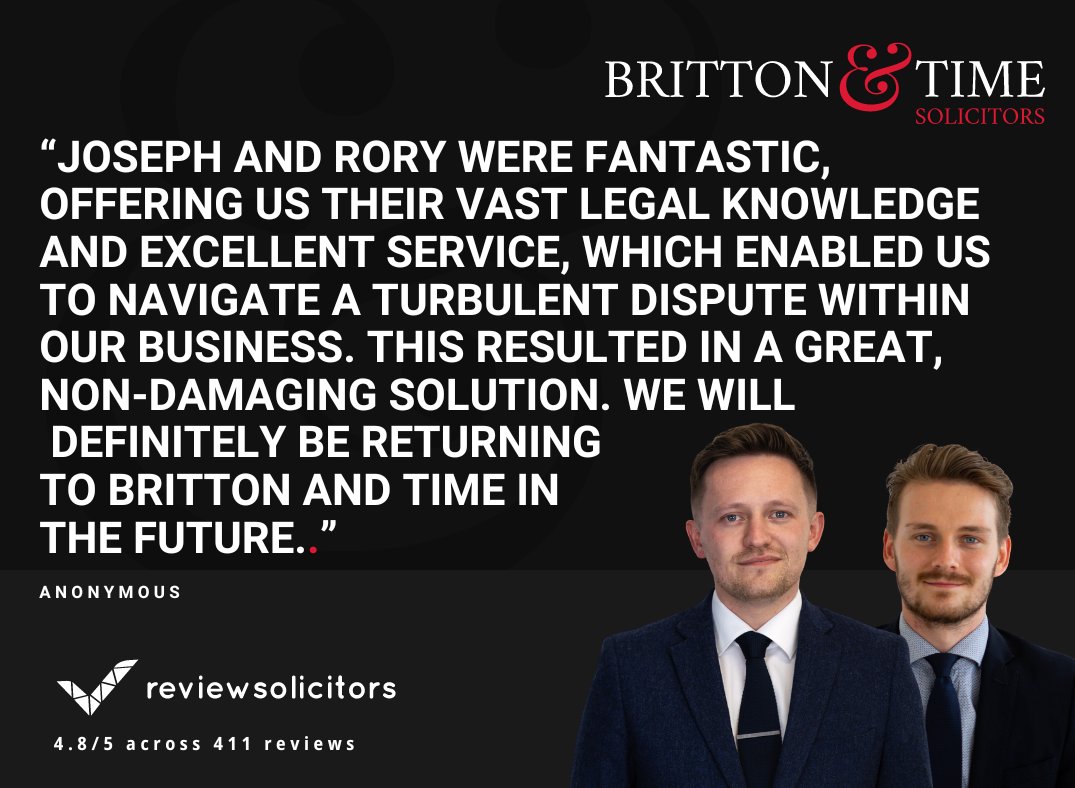 A lovely 5-star review for our #expert team here at Britton and Time Solicitors! ⭐⭐⭐⭐⭐ If you would like to talk to us about a corporate legal matter, call us directly on 0203 007 5500 or send an email to info@brittontime.com #success | #law | #london | #brittontime