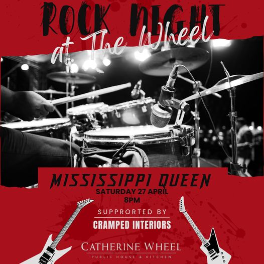 Get ready to rock your Saturday night away! Join us this Saturday for Rock Night in the courtyard, featuring the incredible sounds of Mississippi Queen and Cramped Interiors! Music kicks off at 8pm. We will be treated to a mix classicock covers, along with some original tunes.
