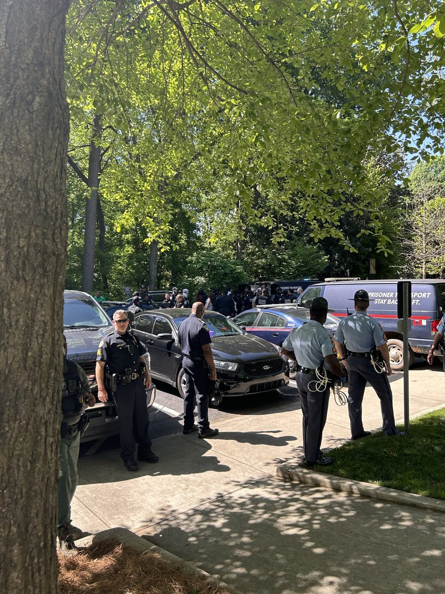 NationalSJP's tweet photo. 🚨PHOTOS COMING OUT OF EMORY OF PROTESTERS POST-TEAR GASSING. 

Protesters advanced to follow the direction of detention vans and officers reacted using tear gas to keep them away. https://t.co/gEFR4Ucpwo