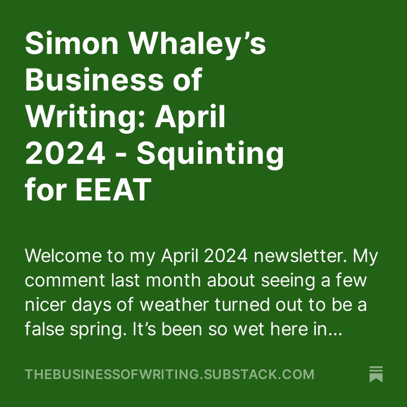 My latest (free!) newsletter for writers is out now. thebusinessofwriting.substack.com/p/simon-whaley…