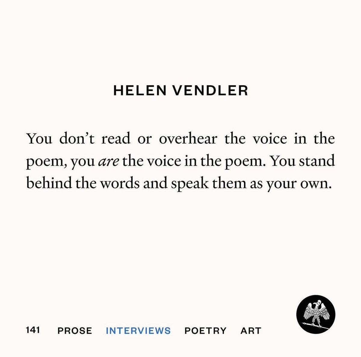 Thinking about these quotes by the great Helen Vendler who passed away this week 🤍