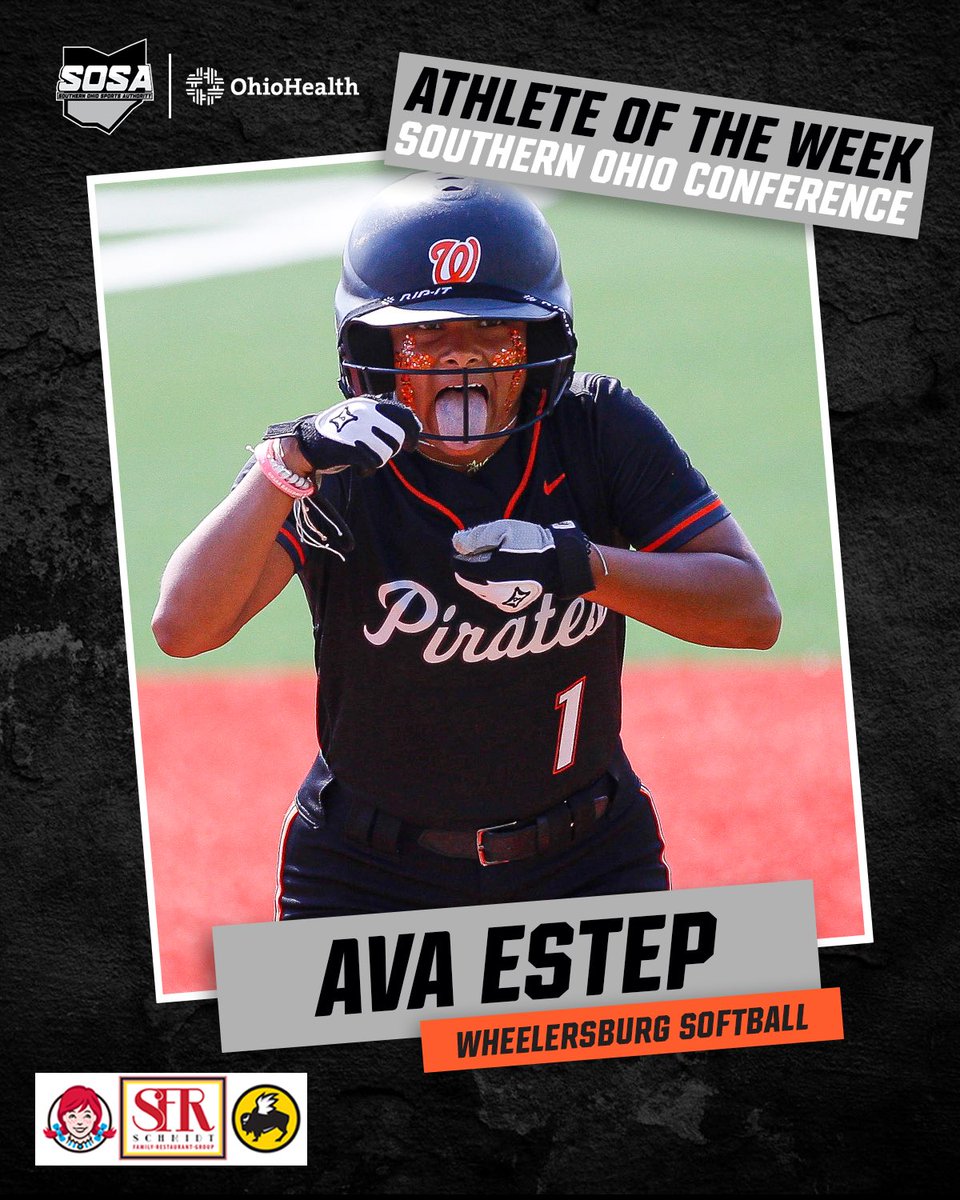 Southern Ohio Sports Authority (@sosaohio) on Twitter photo Our SOC Athlete of the Week, presented by <a href="/SchmidtFamilyRG/">Schmidt Family Restaurant Group</a>, is <a href="/Burg_fastpitch/">Wheelersburg Softball</a>’s <a href="/Ava_Estep_2026/">Ava Estep 2026</a>.
Estep has assisted her Pirates to a 10-2 mark this season. This past week, in a win, she was 3-for-6 with 2 home runs and 6 RBIs. Our SOC Athlete of the Week, presented by <a href="/SchmidtFamilyRG/">Schmidt Family Restaurant Group</a>, is <a href="/Burg_fastpitch/">Wheelersburg Softball</a>’s <a href="/Ava_Estep_2026/">Ava Estep 2026</a>.
Estep has assisted her Pirates to a 10-2 mark this season. This past week, in a win, she was 3-for-6 with 2 home runs and 6 RBIs.
