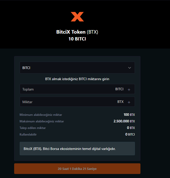 Borsamızın yeni token'ı olarak konumlandırdığımız $BTX ön satışı için saatler kaldı🎊 1 $BTX = 10 BITCI Gelin BTX detaylarına birlikte bakalım⬇️