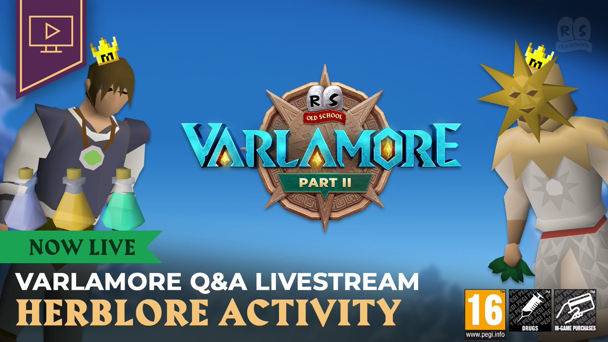 🔴 LIVE NOW 🔴 🌿 Earlier today, we’ve updated the newspost on Varlamore’s proposed new Herblore Activity following your feedback. 📺 Mods Sarnie and Mack are on air to answer any further questions that have been brewing in your mind! 🔗 Tune in: twitch.tv/oldschoolrs