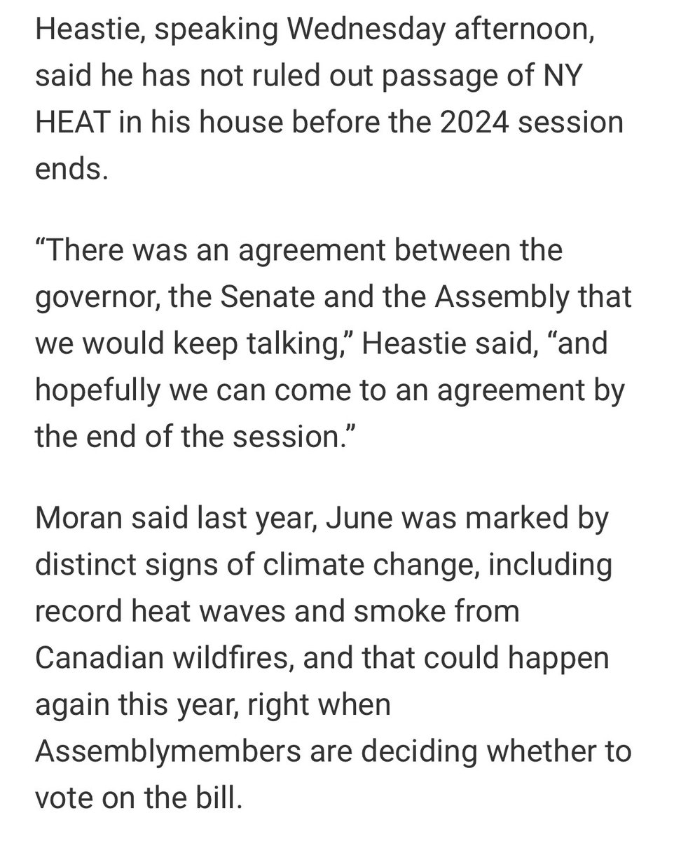 After the hottest year in recorded history, and energy bills only getting more expensive, will @NYSA_Majority go back to their districts in June without cutting bills and acting on climate? Speaker says #NYHEAT still on the table: wxxinews.org/new-york-publi…