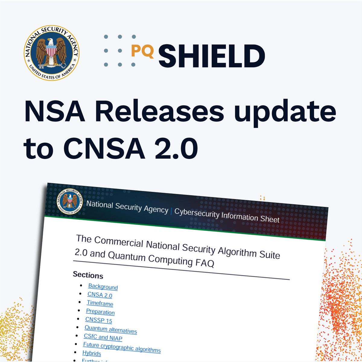 Recently, the @NSAGov published updated guidance for CNSA 2.0 in an FAQ document, read our commentary here: hubs.li/Q02v0q520 #NSA #NIST #Cybersecurity