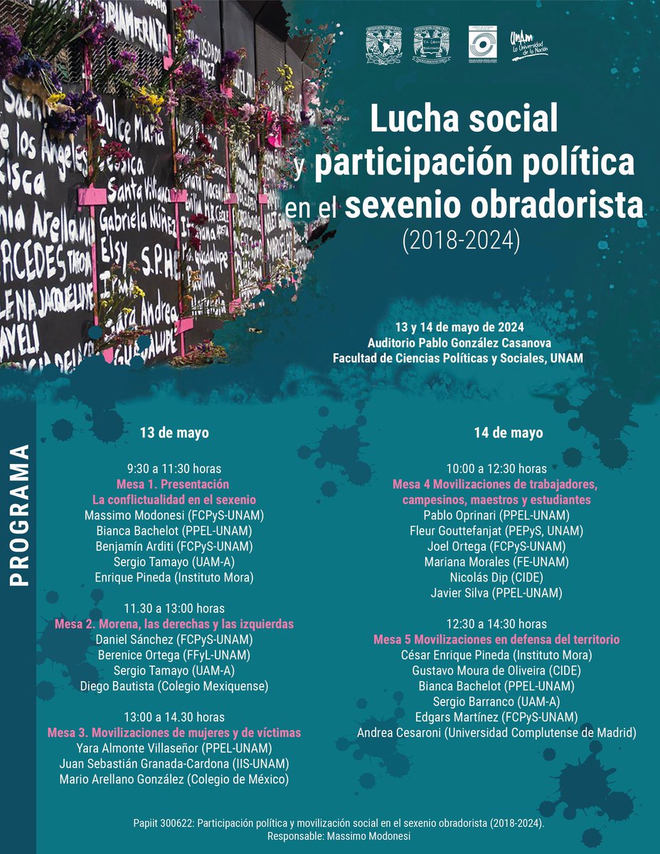 Ya viene el coloquio donde una veintena de investigadorxs presentaremos una visión general de los movimientos sociales frente a la 4T: sus protestas, alianzas, demandas, contradicciones y horizontes de lucha. Quedan invitadxs. Nos ayudan con un RT?
