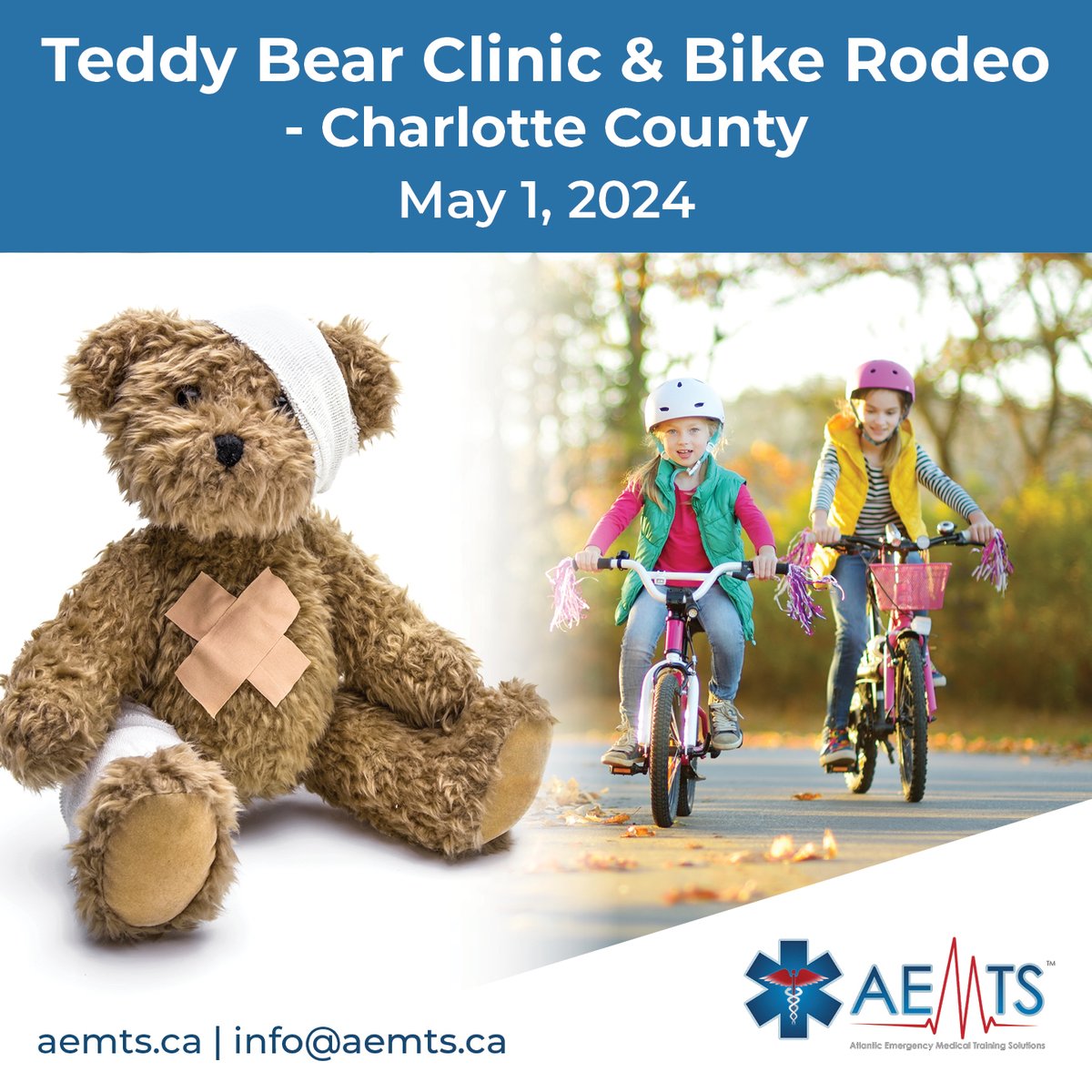 🧸🚑 Join us for a heartwarming event! 🚲🐻 Teddy Bear Clinic & Bike Rodeo in Blacks Harbour, NB, May 1, 2024, 6-7:30 p.m. Fun for the whole family! #TeddyBearClinic #BikeRodeo #BlacksHarbour #NBEvents