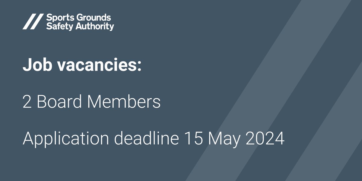 SGSA_UK's tweet image. The Secretary of State for Culture, Media and Sport wishes to appoint up to 2 members of the SGSA Board.

Closing date: 15 May 2024

Find out more about the person and role specifications by visiting the government website: …for-public-appointment.service.gov.uk/roles/8104