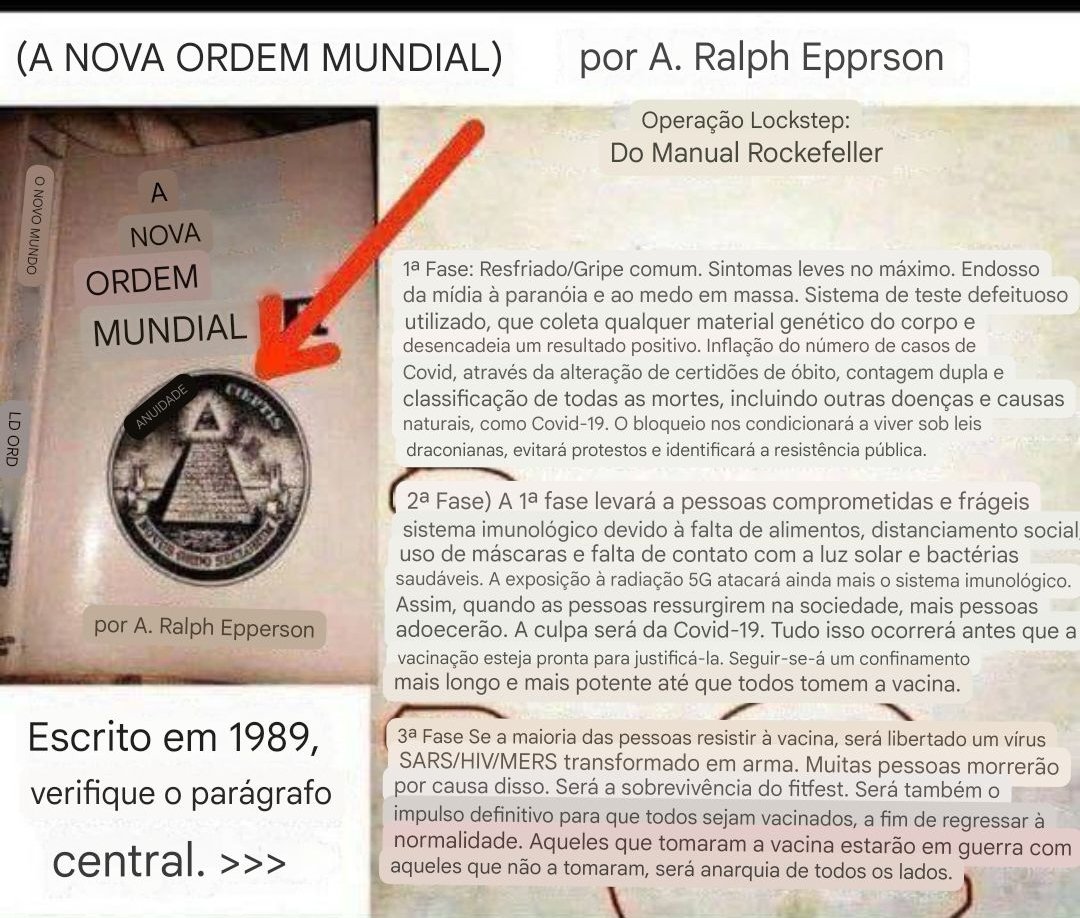 🚨 BOMBAAA: EM 1989 A. RALPH EPPERSON JA CITAVA COVID 19 E TECNOLOGIA 5G ‼️😨

Em seu livro A NOVA ORDEM MUNDIAL de 1989, o autor americano considerado 'Teórico da Conspiração' A. RALPH EPPERSON, já trazia todo cronograma dos ILLUMINATTIS( Sionistas✡️) , sobre todo CAOS no mundo…