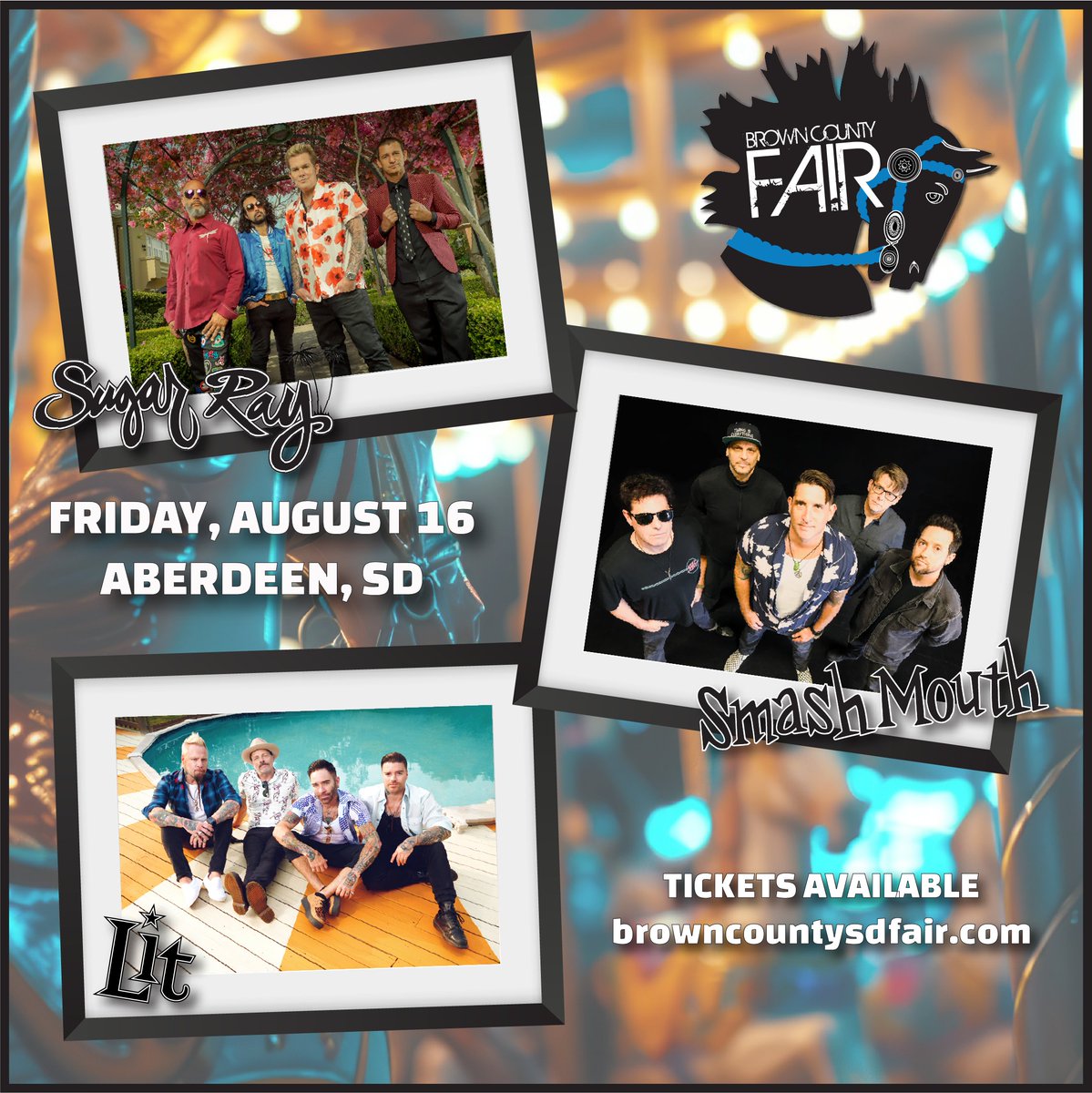 SUGAR RAY + SMASH MOUTH + LIT 🔥looks like a great tour pkg! and on this night of #aug16 you can see it LIVE! @TheBCFair
