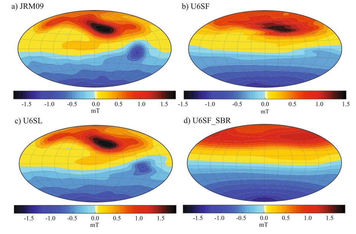 Contributions of Jupiter's Deep-Reaching Surface Winds to Magnetic Field Structure and Secular Variation. buff.ly/3wiHvzX Study finds that zonal winds reaching deeper than 3,400 km would yield a very axisymmetric surface field and are thus unrealistic.