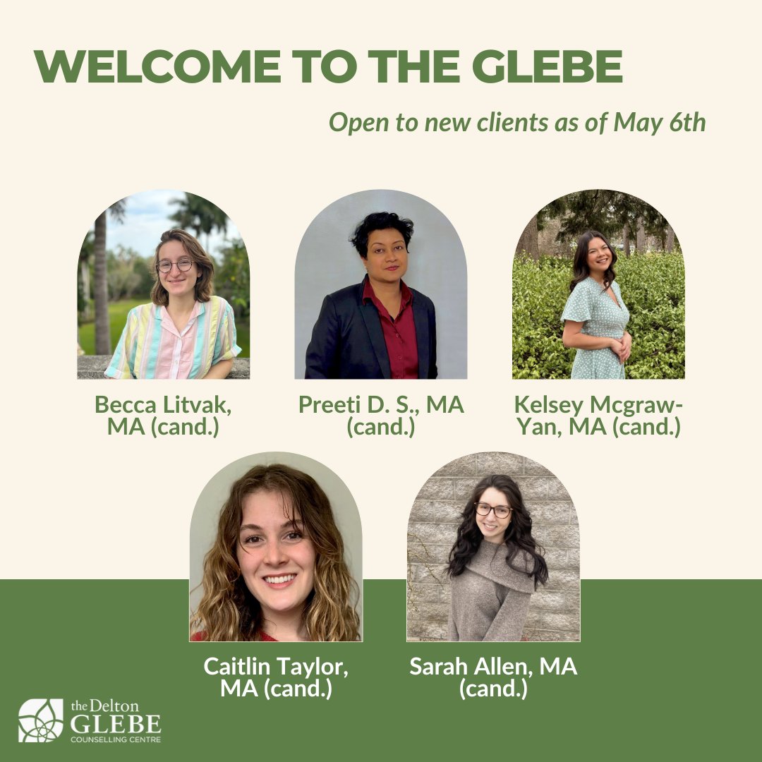 Glebe_Centre's tweet photo. The Glebe team is growing 🌟🚀

We are so excited to welcome some new therapists to the Delton Glebe Counselling Centre! These individuals will be open to new clients as of May 6th. https://t.co/0miymr49XN