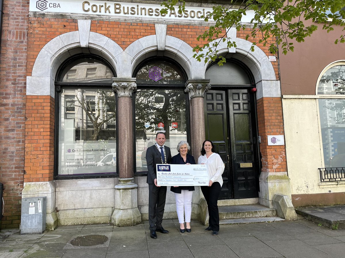 Cork Businesses rally to support Rainbow Club Cork Charity raising €6,804 at the recent CBA Awards in Radisson Blu. This support is so appreciated thank you Aaron Mansworth President 🌈@CBA_cork @CorkCityPPN @CorkChamber @AaronMansworth @corkcitycouncil @corkcitycentre