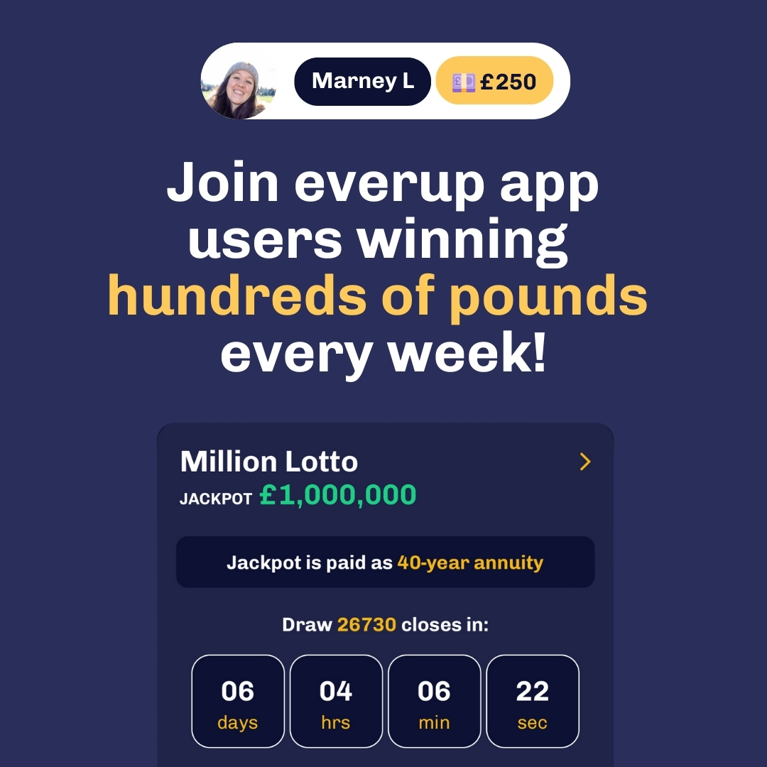 EverUp_UK's tweet photo. What would you give for the chance to win £1,000,000 and change the course of yours and your family's life? 

Download our free cashback app (available on both iOS and Android) for the chance to find out! https://t.co/HvUjWF8gIq