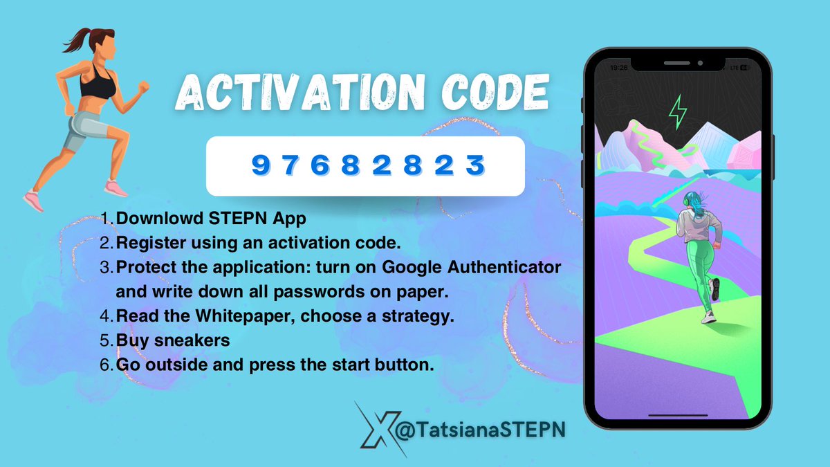 Hey STEPNers⚡️ New one FRESH #STEPN Activation Code 🔁 ReTweet with your code, maybe someone is looking for this code at the moment.