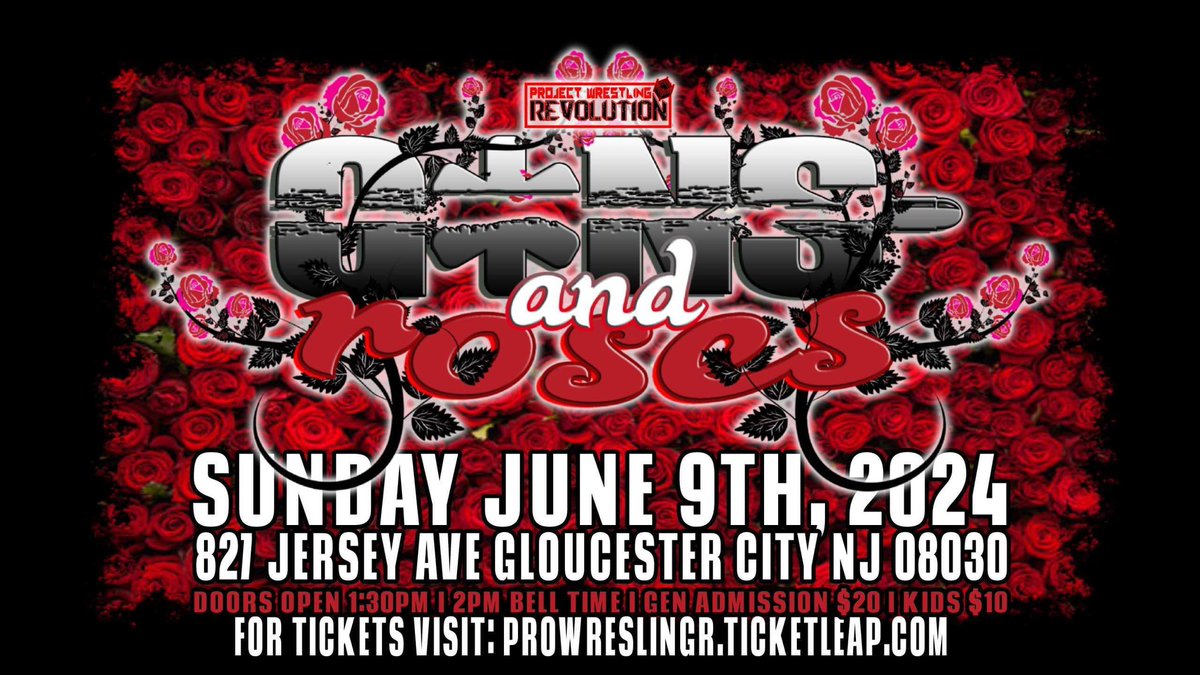 “Life is all about Guns And Roses. Bittersweet like friends and foes is. Some get left behind, some get chosen. Just like life. Guns and roses…” Sunday June 9, 2024 🎟️-prowrestlingr.ticketleap.com/gunsandroses/ Doors Open - 1:30 2PM Bell Time