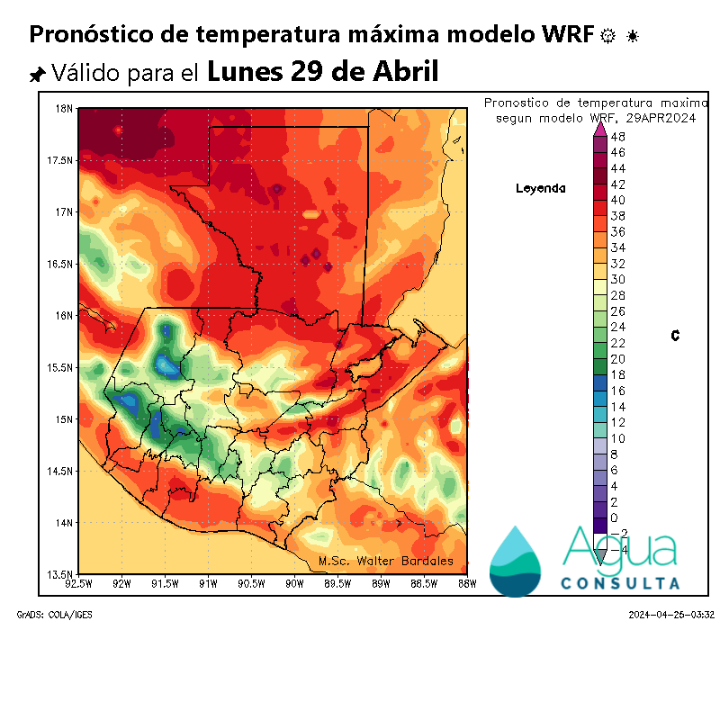 2🇬🇹📝 Durante el fin de semana se incrementa el ambiente caluroso a muy caluroso con máximas de hasta 42º C en varios puntos del Norte y Caribe pero con lluvias de fuertes a muy fuertes en Occidente.

#ClimaGt #TraficoGt #TiempoGt #TemporadaDeLluvias⚠️
#LluviasGt #TransitoGt 🌀