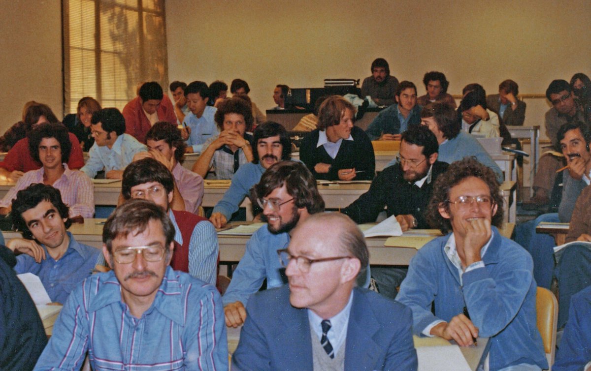 #TBT takes us back to 1978 and the @Cal_Engineer campus, with a couple of legends in the front row and a lot of amazing hairstyles filling the hall.