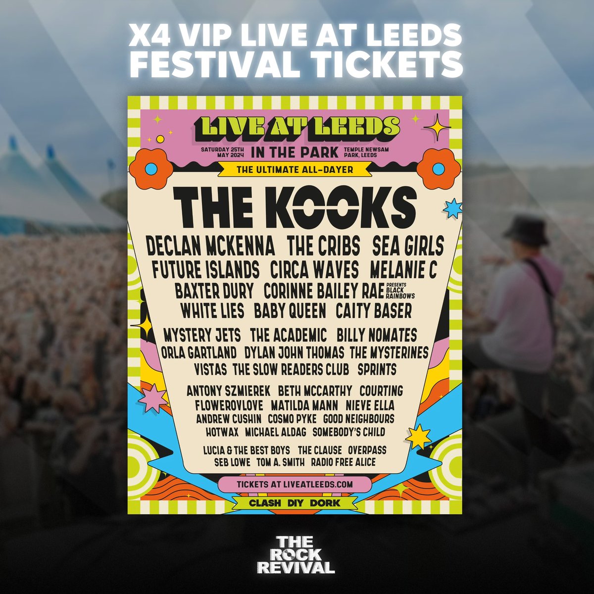 For a chance to win X4 VIP Live at Leeds Fest tickets 🎫 - Like and RT - Follow @therockrevival_ & @liveatleedsfest - Tag a mate P.S. Follow on Instagram for a double chance!