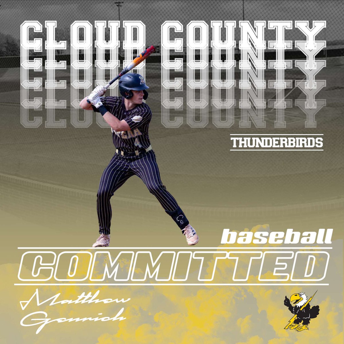 I’m excited to announce that I will be continuing my academic and baseball career at Cloud County Community College. Huge thanks to my family, teammates, friends, and coaches for helping me along the way! #dirtybird⚡️🦅