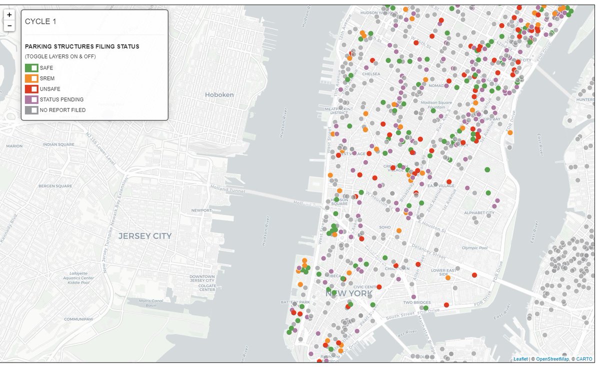 And DOB will continue to issue penalties every month until compliance with this important safety review is met 🥊 So, is your garage safe? Check our real-time inspection map to learn about the status of structures and see which ones are safe for use: nyc.gov/assets/buildin…