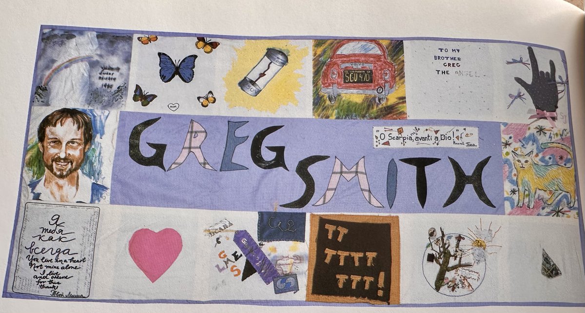 Sixteen of the people closest to Greg Smith each worked on a different, deeply personal square of Greg's #AIDSQuilt panel. His mother, sister, ex-lover, friends, and co-workers then gathered in Oakland to stitch the final Quilt panel together to remember their Greg.