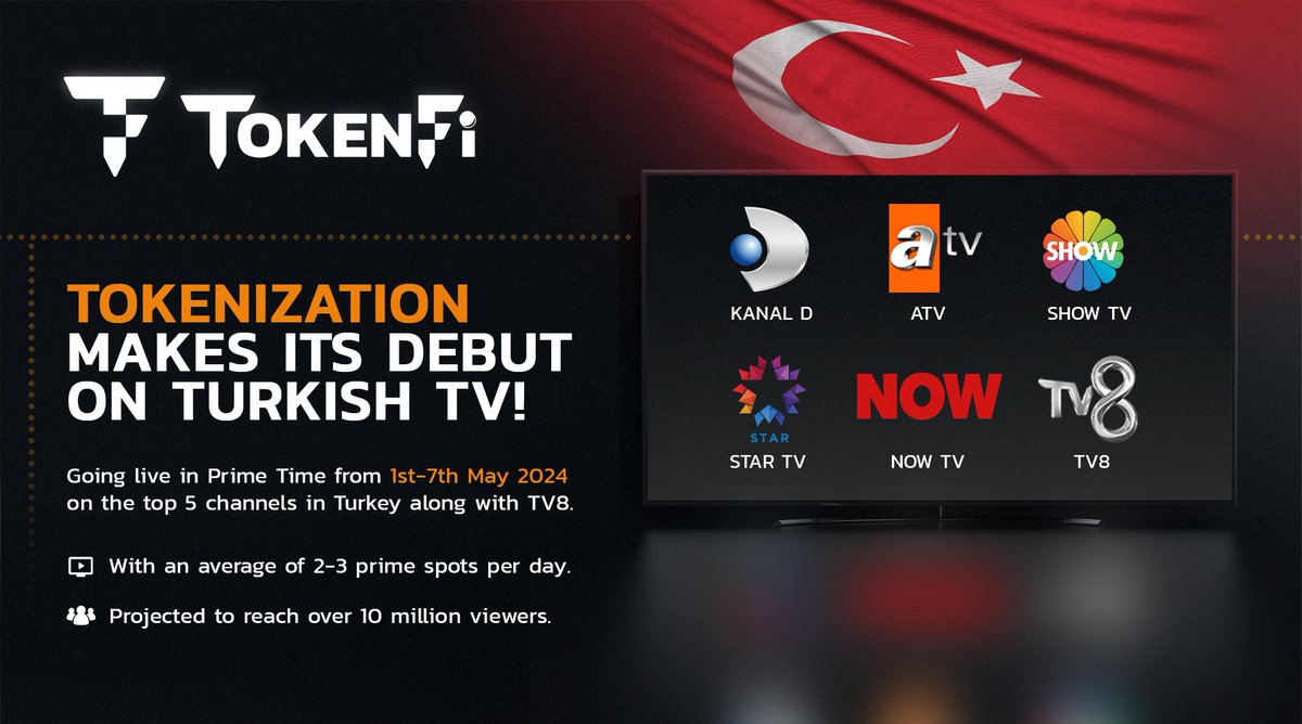 TokenFi brings tokenization to Turkish TV in a major debut! In a landmark television campaign, #TokenFi will be on the lips of 10 million+ viewers in Turkey, a pivotal crypto region. Broadcast television holds a strong position in Turkey's media landscape, capturing a…