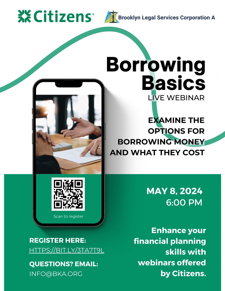 We're teaming up with Citizens for a series of financial empowerment webinars! Learn helpful tips as you pursue your long-term financial goals. Visit the Events page on our website for more details and click here to register for 'Borrowing Basics': bit.ly/3TA7t9L