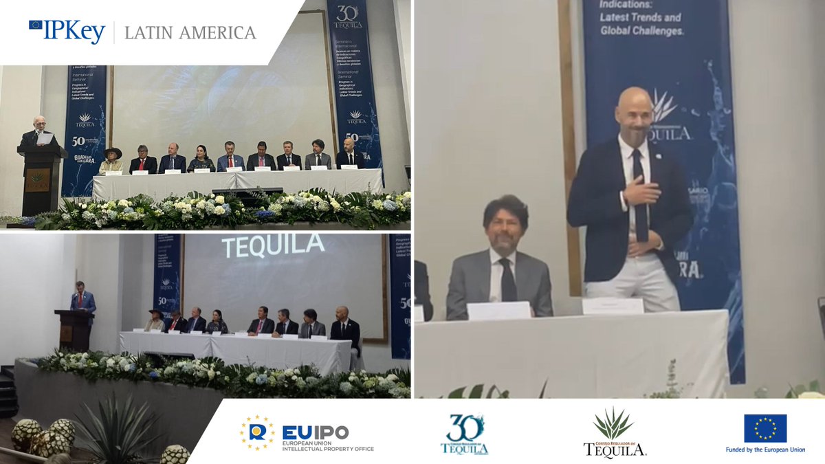 IPKey_EU's tweet photo. 📢¡Estamos #EnVivo en la celebración de los 50 años de la DO del #Tequila y los 30 años del @CRTequila! 🙌
Carlos Azorín, líder del proyecto #IPKeyLA, presente en el seminario "Avances en materia de #IndicacionesGeográficas: Últimas tendencias y desafíos globales" 🌎.
@EU_IPO https://t.co/8syJn7YCDd