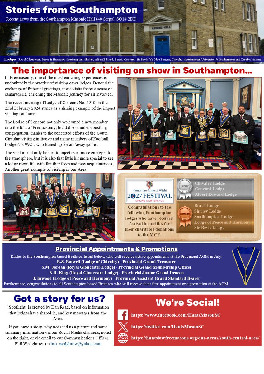 HantsMasonSC's tweet photo. Brethren, South Central Spotlight - April Edition. https://t.co/fDZq6SPgB3
