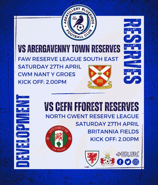 Saturday the reserves welcome @AbergavennyTFC to the @CandourTalent Stadium with the clubhouse open from 12.30 The dev travel to @CefnFforestAFC for their final game of the season