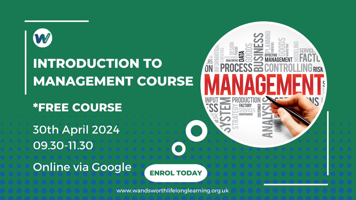 If you're a current or aspiring leader, boost your skills with Introduction to Management & unlock management techniques to improve team performance. Register here: forms.office.com/e/FnC6CrSFg5. #FreeCourse, subject to criteria #Leadership #Management #WandsworthLifelongLearning