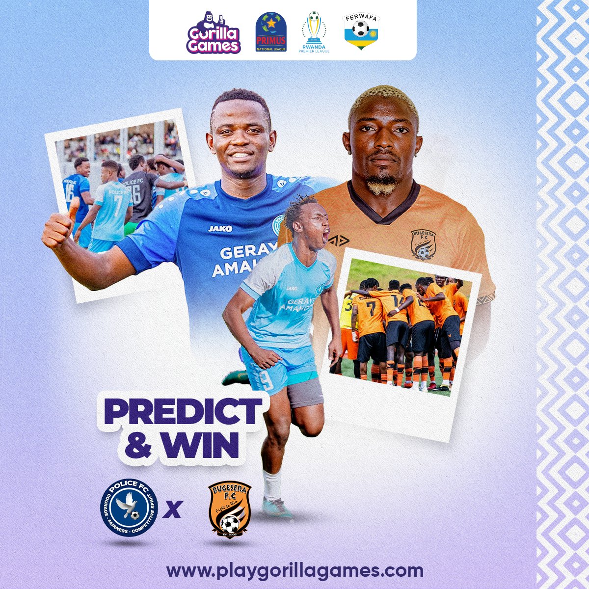 GorillaGamesRw's tweet photo. TSINDIRA BONUS🤑

Fora ibitego biri buboneke mu mukino uzahuza ikipe ya POLICE FC na BUGESERA FC ku munsi w'ejo muri Primus National League.

Urugero: Police 0-2 Bugesera

Icyo usabwa:
-Kora follow,like na share maze utange igisubizo cyawe muri comments.
-Abatsinze 10 ba mbere bazatangazwa ejo taliki ya 26/04/2024.