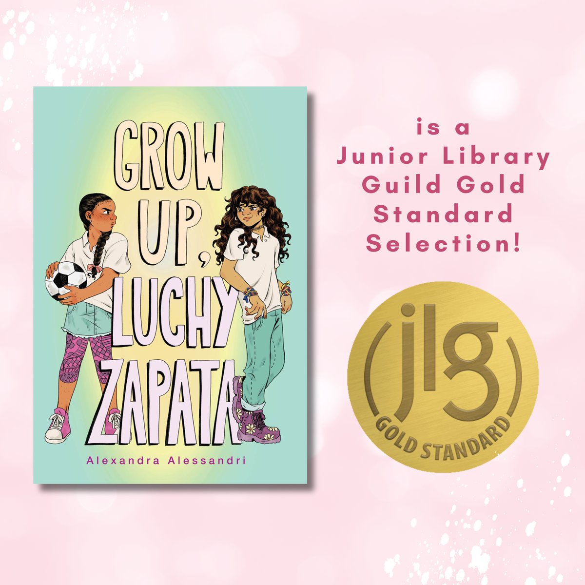 I just received the best news!! GROW UP, LUCHY ZAPATA is a @JrLibraryGuild Gold Standard Selection!! Thank you so much, JLG!! GROW UP, LUCHY ZAPATA arrives 7.23.24 from @SimonKIDS! More here: bit.ly/3tAsFU1 Ccover by @rosebousamra & design by Debra Sfeitsos-Conover.