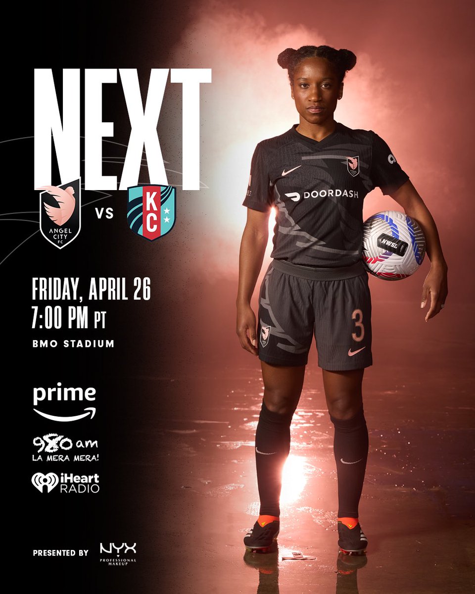 A Friday night party with the besties! 🗓️ 4/26 🆚 KC Current 📍 BMO Stadium 🪩 4:30 PM Street Fair ⚽ 7 PM Kickoff Tune in: 📺 Prime Video 📺 NWSL+ (INT'L) 📻 @iHeartRadio (ENG) 📻 KFWB 980 AM (SPA) angelcity.com/tunein #Volemos | #NWSL | #LAvKC | #AngelCityFC