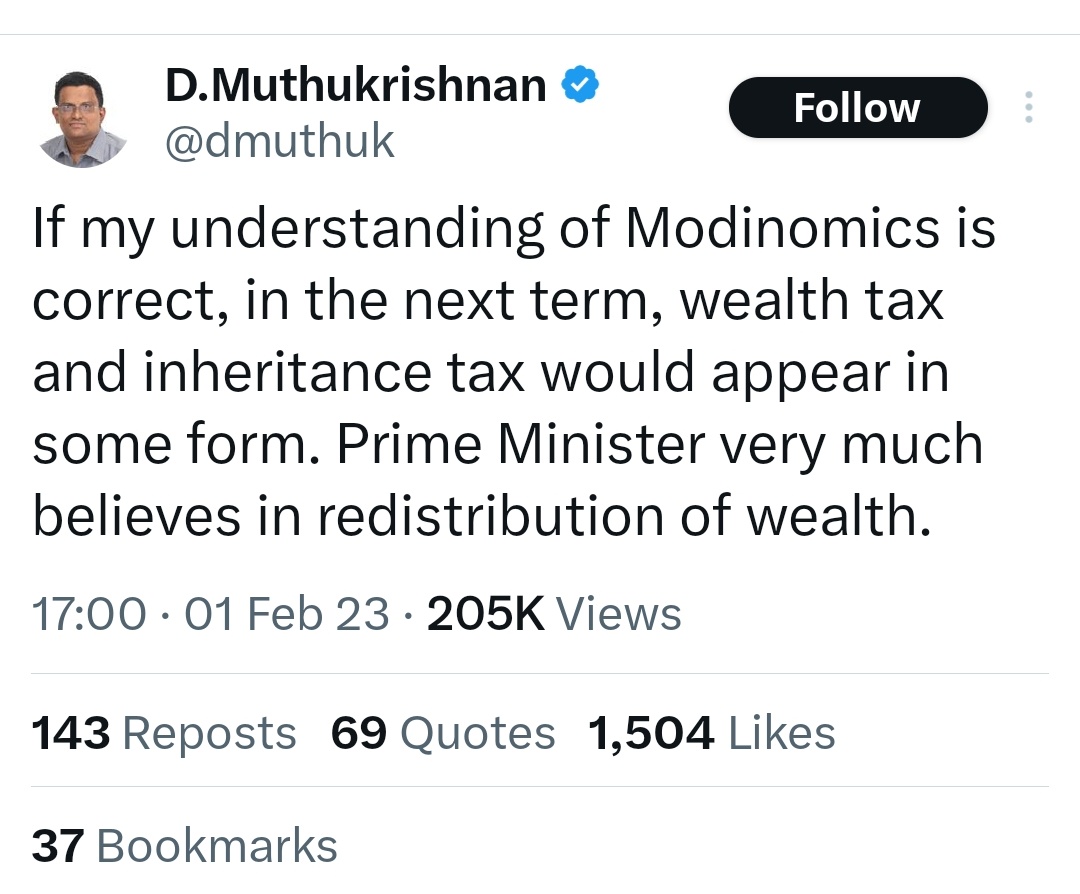 'The prime minister( modi) very much believes in redistribution of wealth' If Indian citizens need to fear someone it's, current regimes Marxist Socialist ideology. They are abusing the opposition of what they themselves want !! and if they are voted to power , there is a…