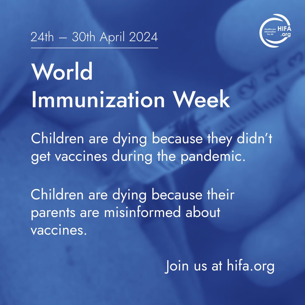It’s World Immunization Week! 🛑No child deserves to die because of lack of vaccines or lack of information pertaining to vaccination! Let’s spread the word on the importance of vaccination 💉🩵 #WorldImmunizationDay #HIFA